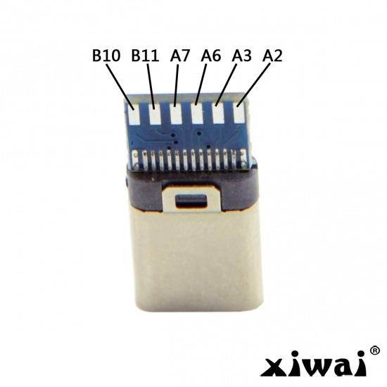 Xiwai 5set DIY 24pin Type C USB-C Male Plug Connector SMT type with Black Housing Cover