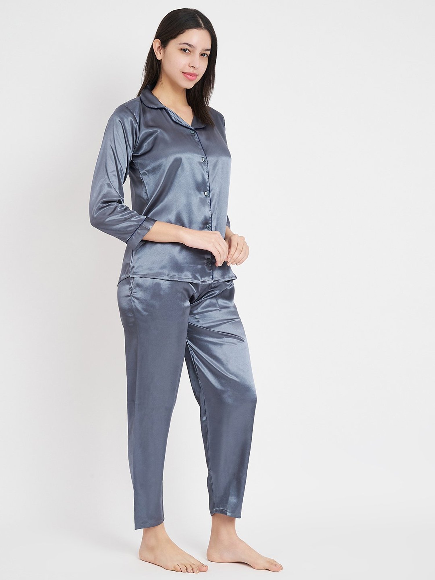 KOI SLEEPWEAR Grey Shirt With Pyjamas