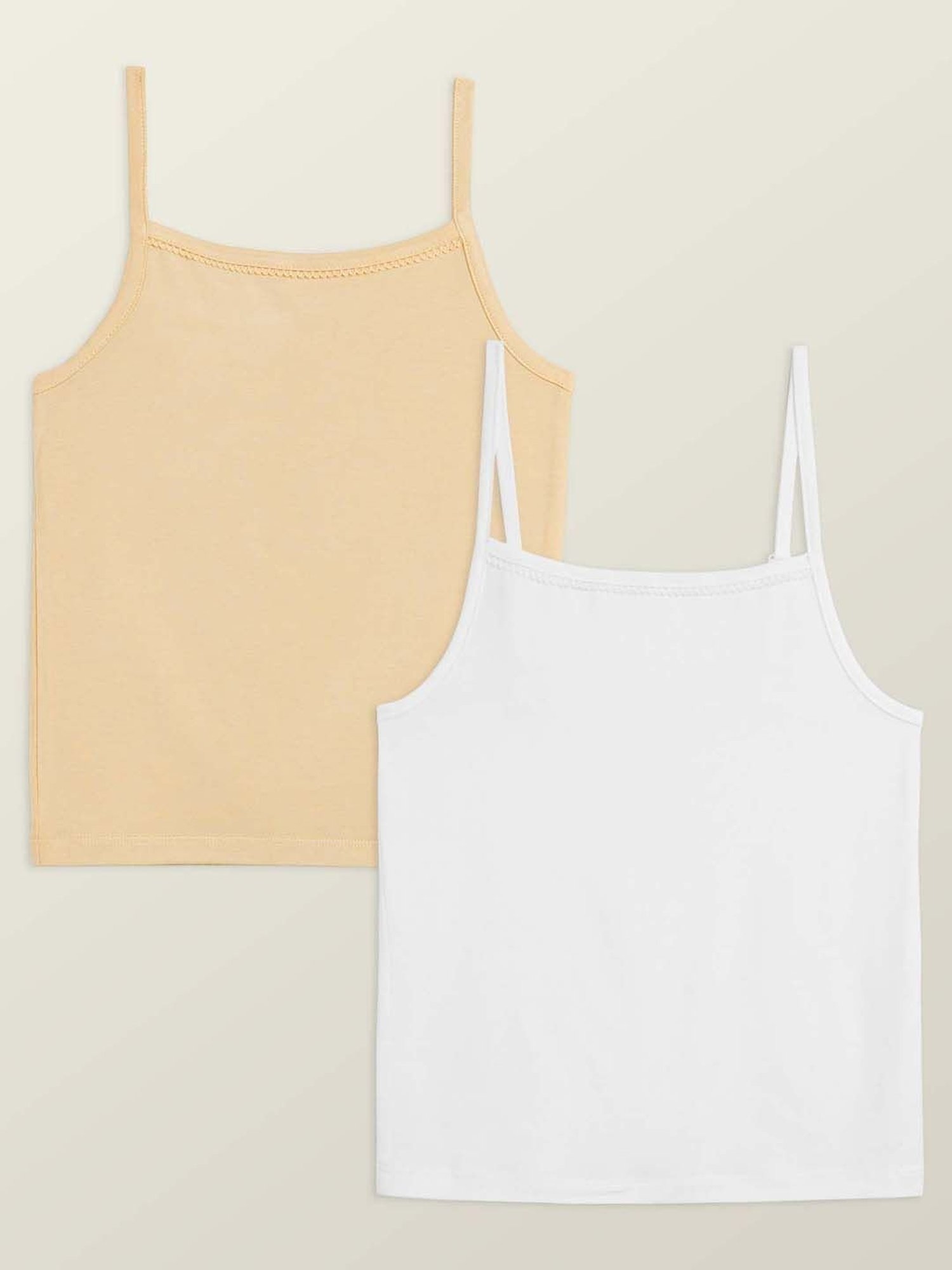 XY Life Kids White & Beige Relaxed Fit Camisole (Pack of 2)