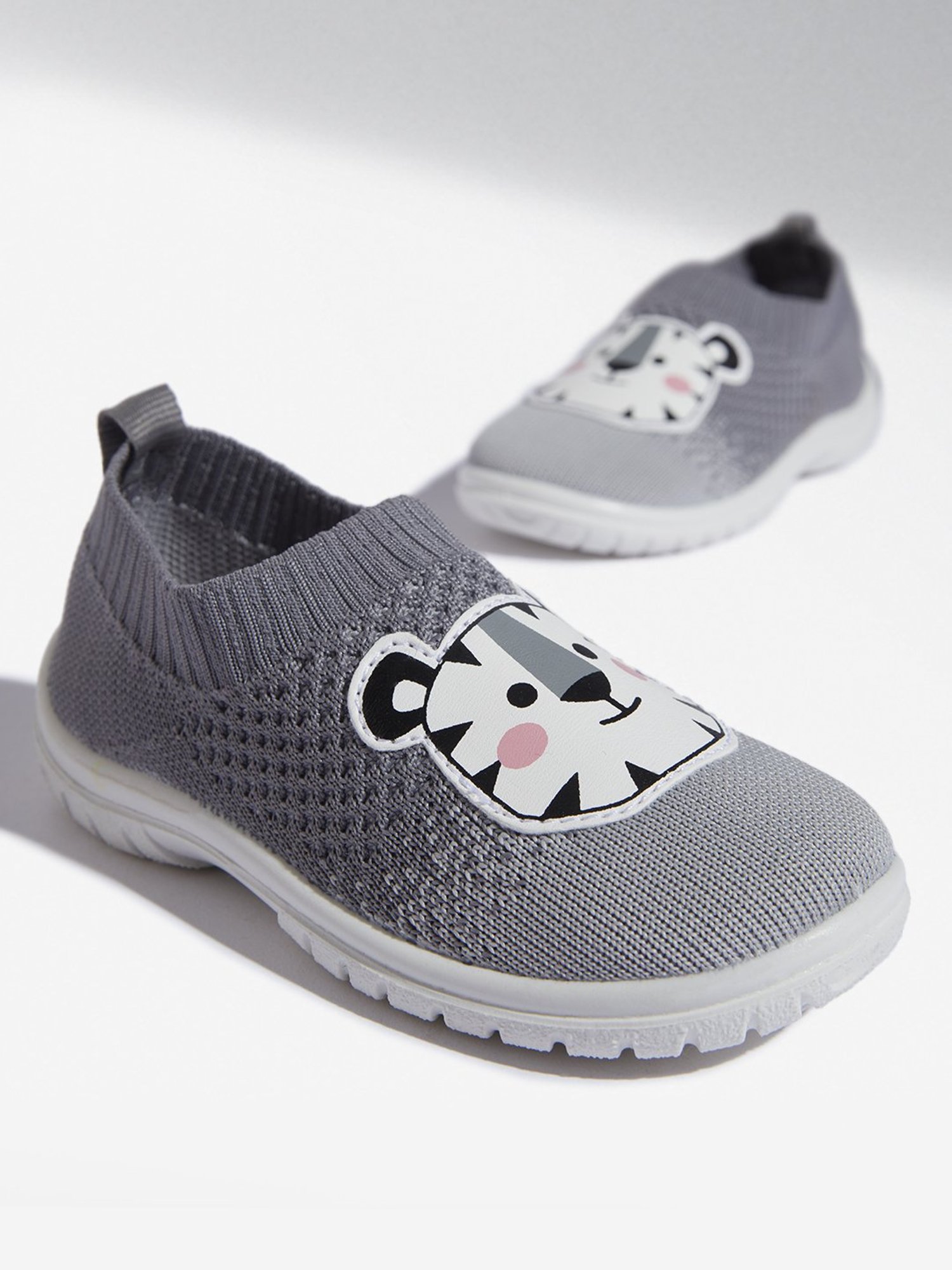 Yellow by Westside Grey Zebra Design Knitted Shoes