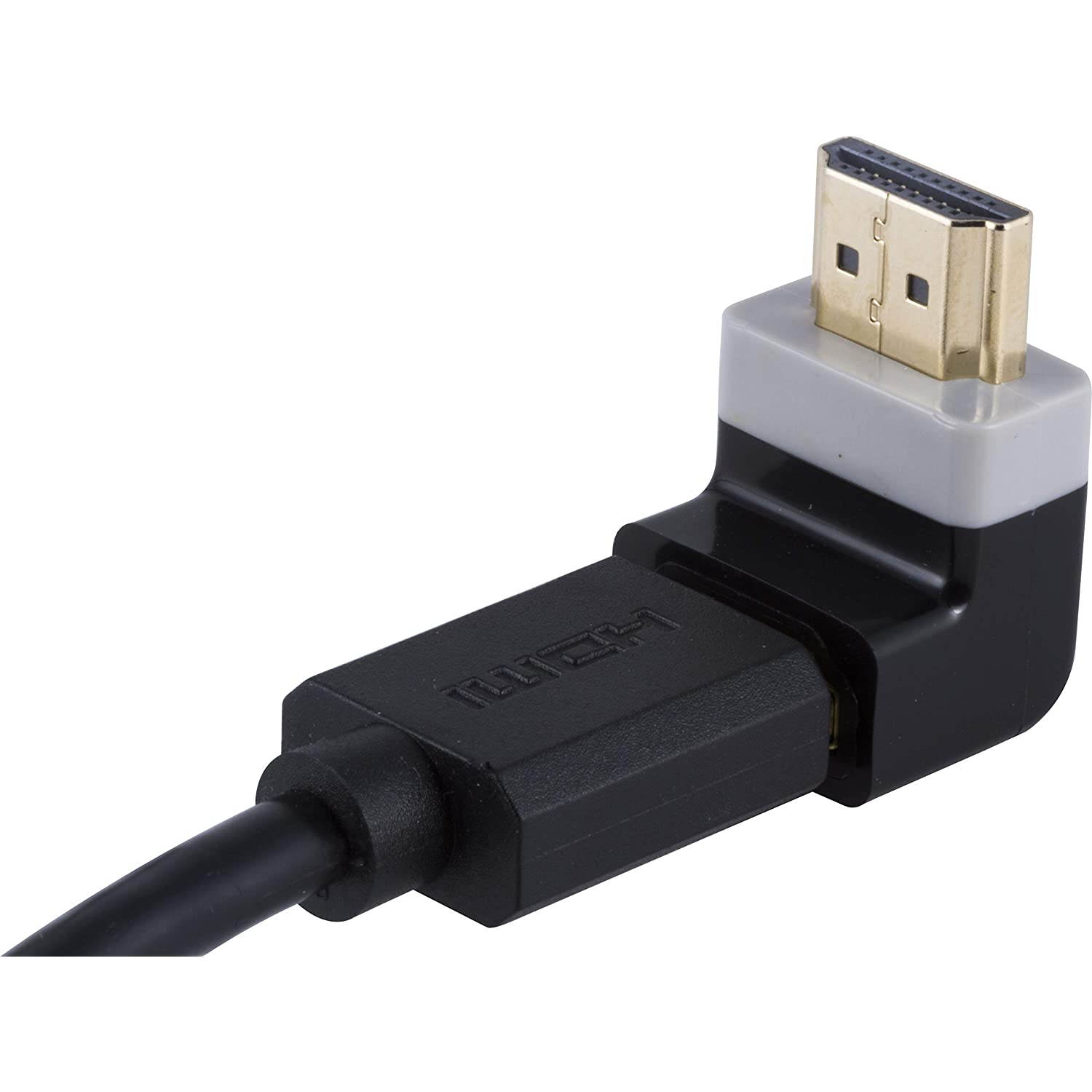 GE Right Angle HDMI Adapter, Ideal for Wall Mounted TVs, Gaming Monitors, Tight Spaces, Full HD 1080P, Prevents Cable Damage and Performance Loss from Bending, 34896