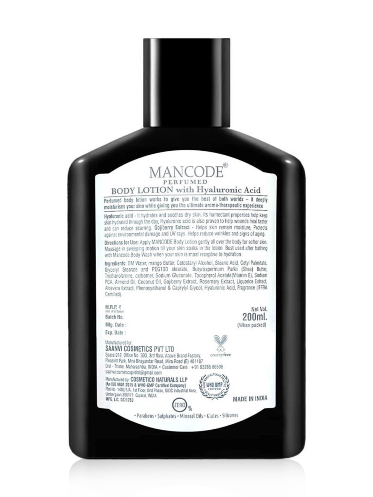 Mancode Luxure Perfumed Body Lotion with Hyaluronic Acid - 200 ml