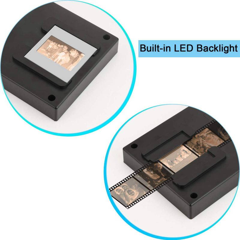 Mobile Film and Slide Scanner, Converts 35mm Slides & Negatives into Digital Photos with Your Smartphone Camera, Interesting Presents and Toys with LED Backlight(2AA Batteries not Included)