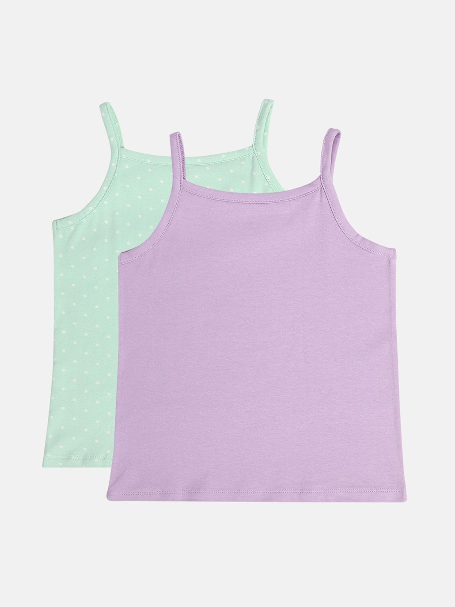 MINIKLUB Girls Purple & Green Printed Camisole (Pack Of 2)