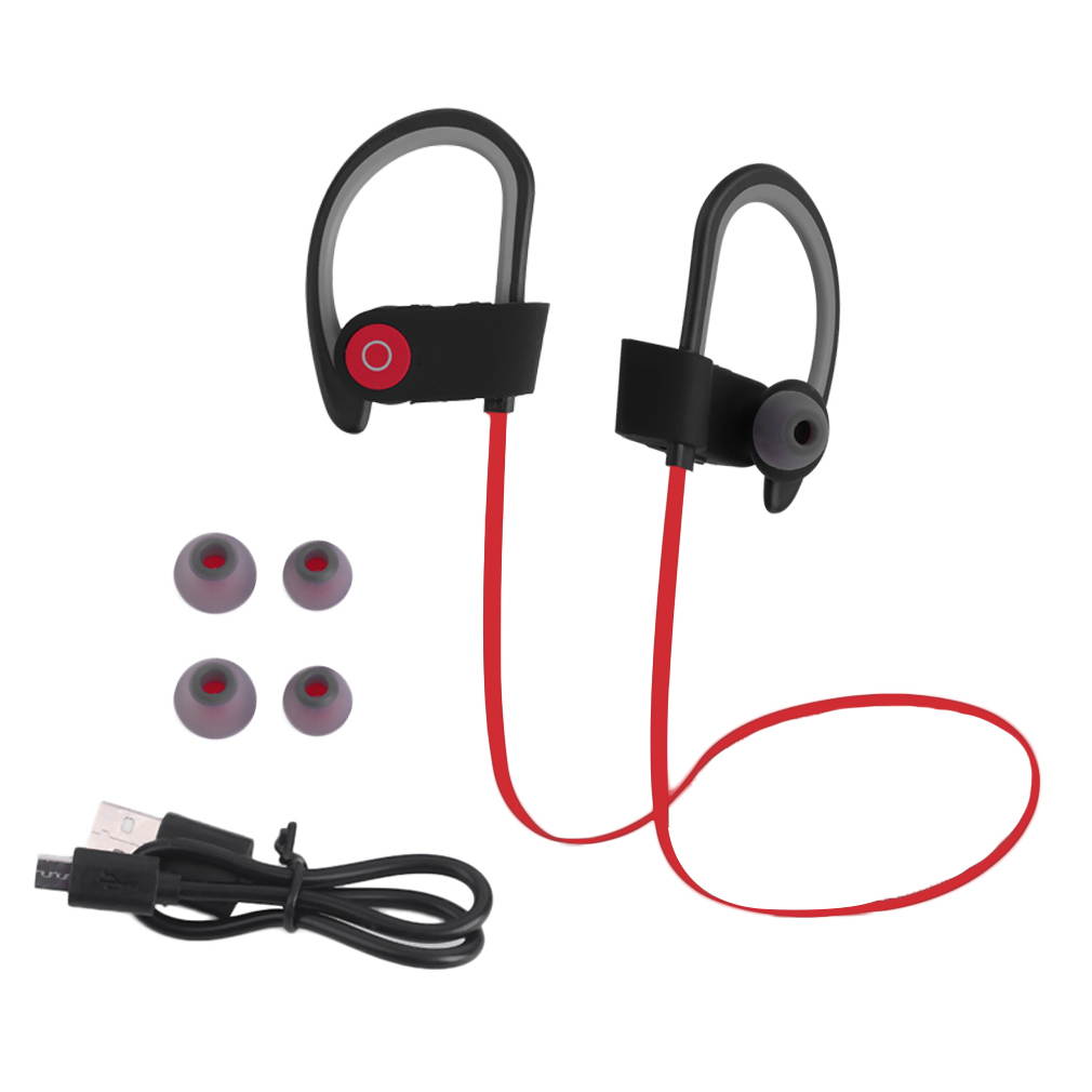 Wireless Bluetooth Headset Stereo Headphone Earphone Sport for Mobile Phone with Soft Ear Tip and Ear Hook