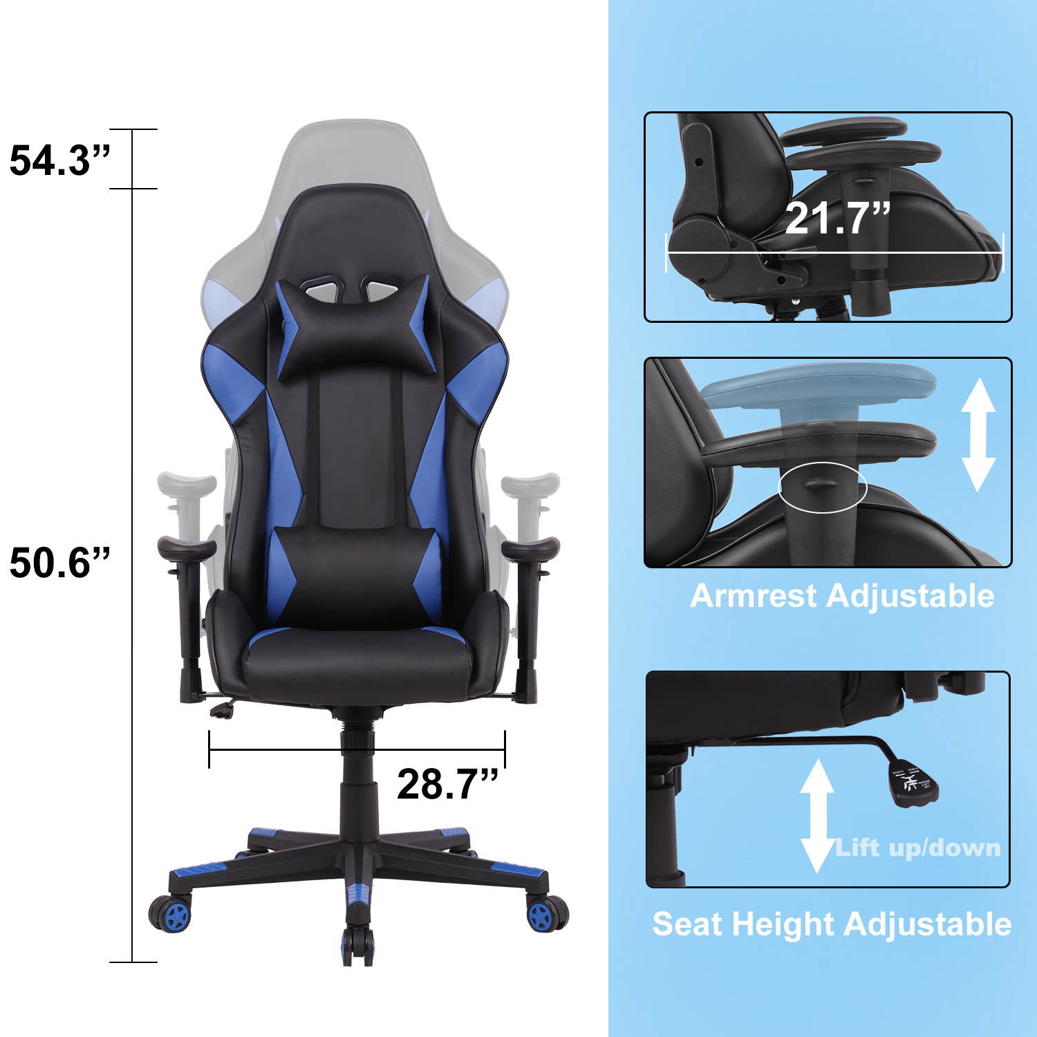 Gaming Chair High Back Reclining Computer Desk Chair Ergonomic Backrest Executive Office Chair, Red