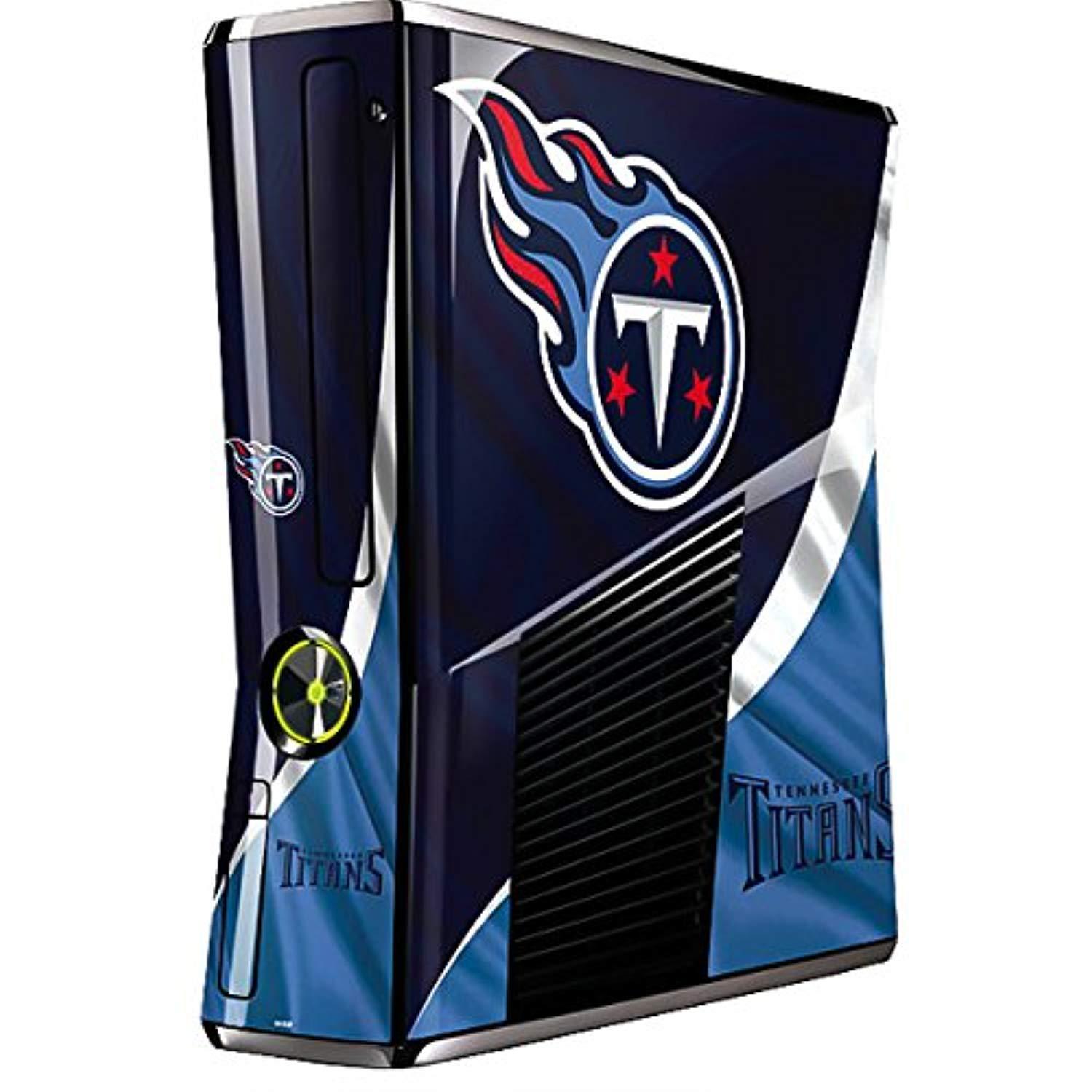 skinit decal gaming skin for xbox 360 slim (2010) - officially licensed nfl tennessee titans design
