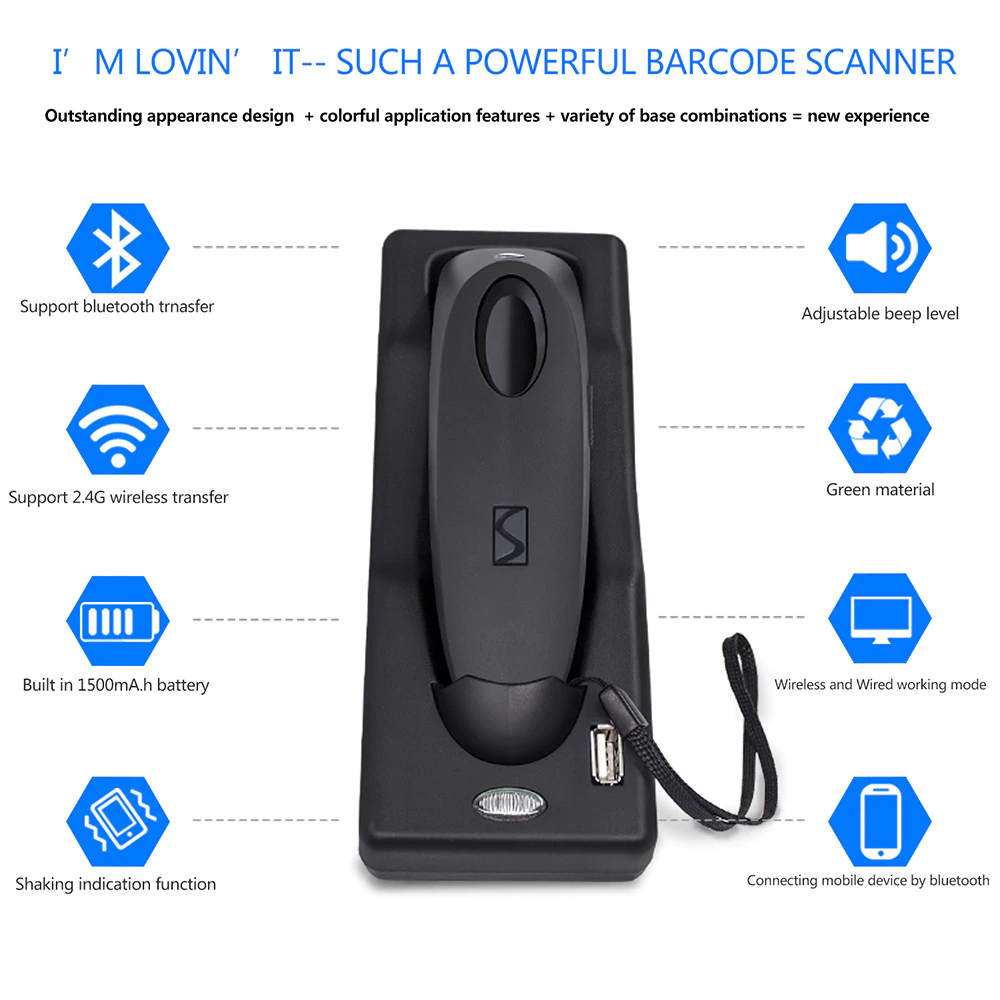 Long Cable Far Distance Ver Motorola Symbol RS409 Wearable Ring Barcode Scanner