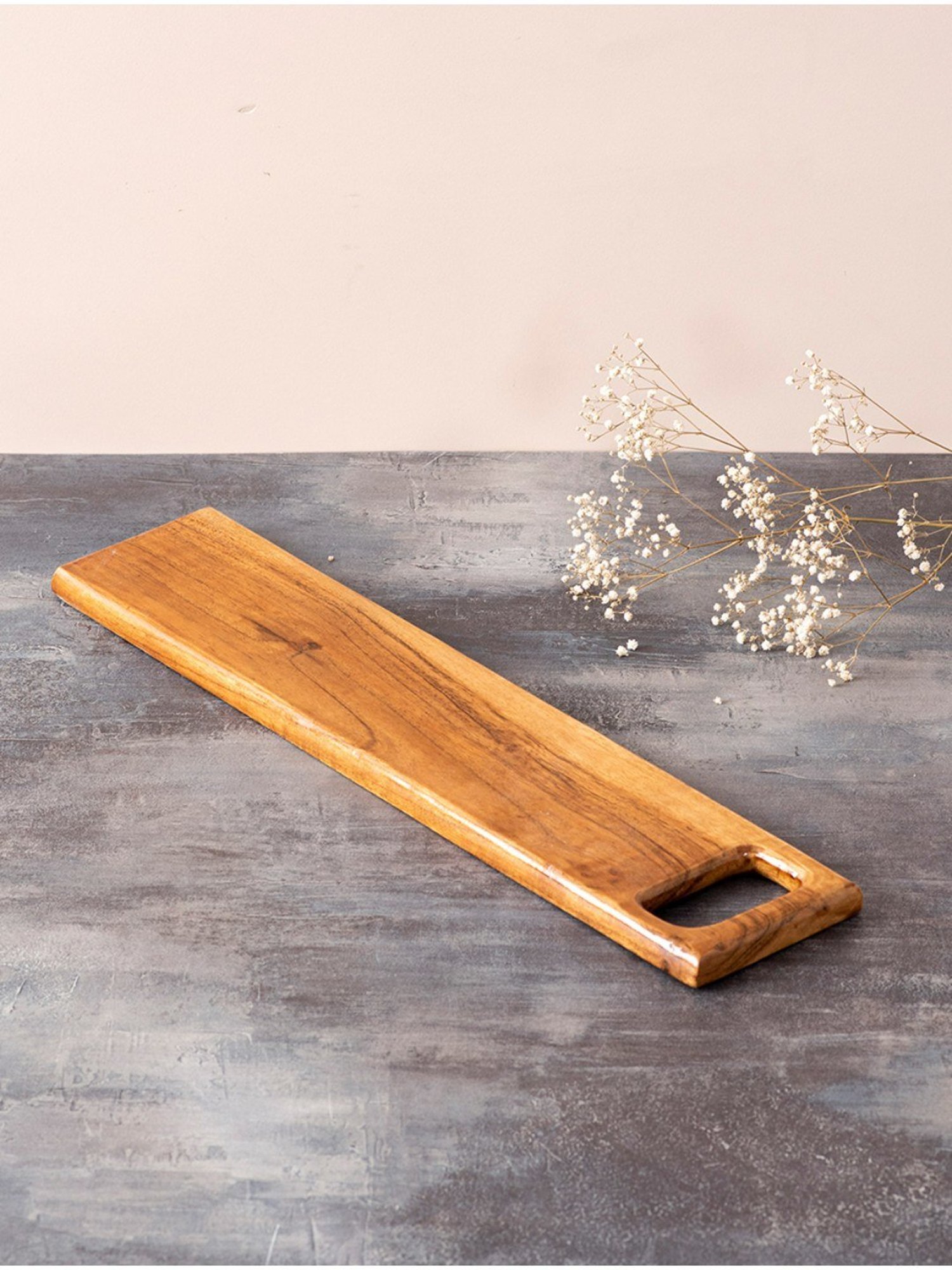 Nestroots Wooden Serving Platter for appetizers Snack Platter with Handle Rectangular Cheese Board