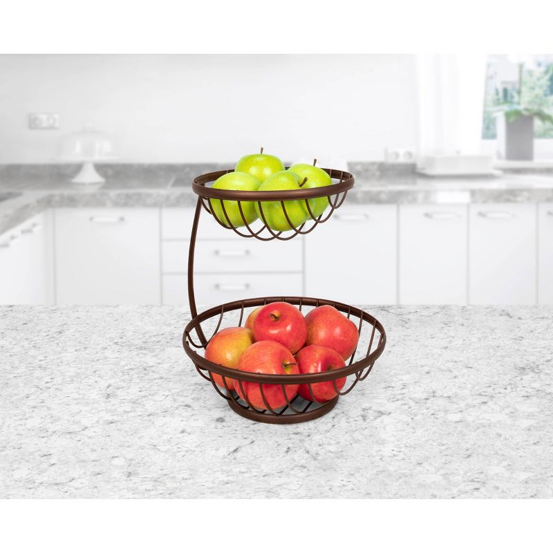 Spectrum Bloom Arched 2-Tier Steel Fruit Server - Satin Nickel