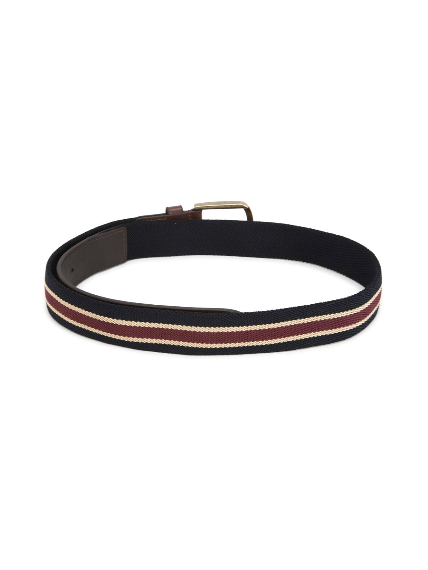 Simon Carter Multicolor Leather Striped Casual Belt for Men