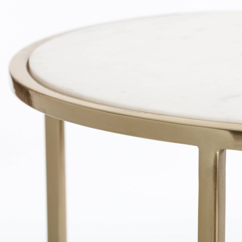 Elliott Marble Side Table White/Gold - Adore Decor