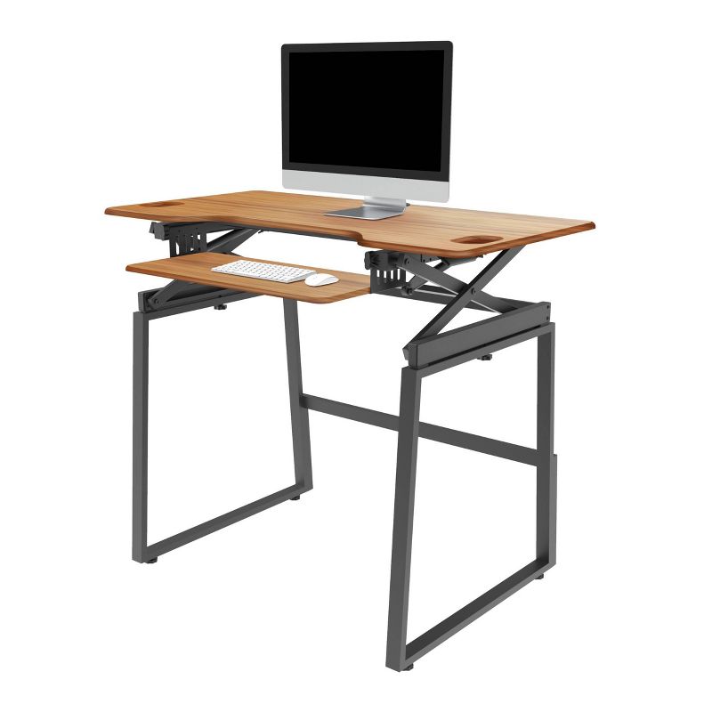 46" Large Adjustable Height Standing Desk Bundle Teak Wood Grain - Rocelco