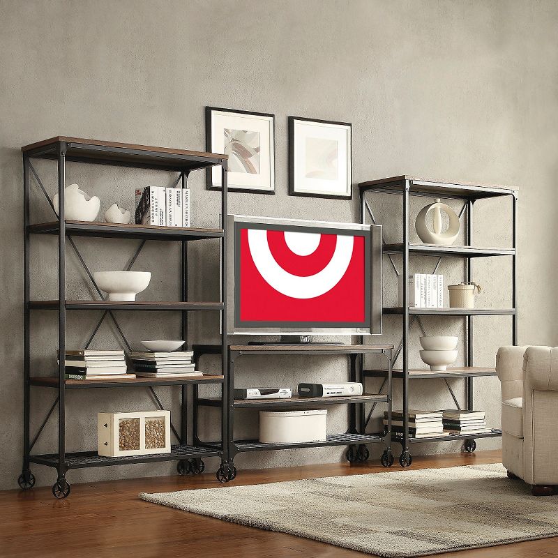 72" Merida 4 Shelf Mixed Media Bookshelf Black - Inspire Q