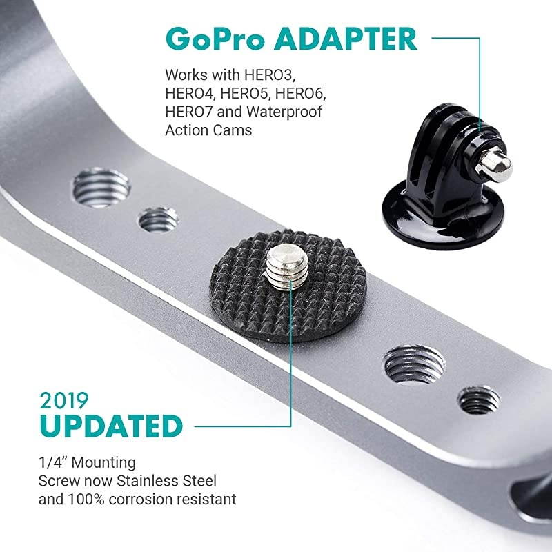 GBU70 Underwater Diving Rig for GoPro Hero with Cold Shoe Mounts Wrist Strap Works with HERO3 HERO4 HERO5 HERO6 HERO7 HERO8 and DJI Osmo Action Cam Perfect Scuba Gear GoPro Accessory