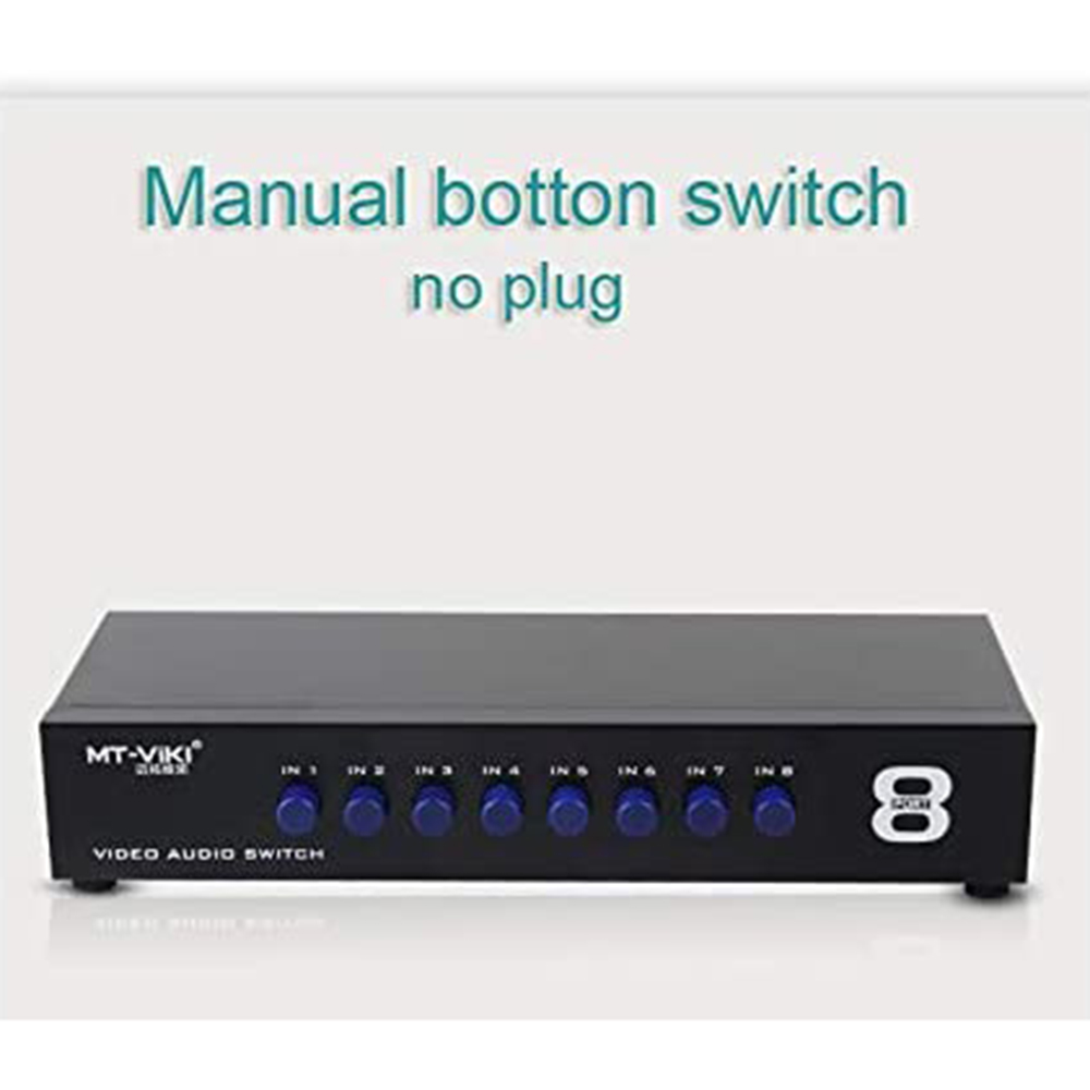 8 Way AV RCA Switch, 8 in 1 Out Composite Video L/R Audio Switcher Selector Box for DVD Player, SNES, N64, PS2/3 Game Consoles