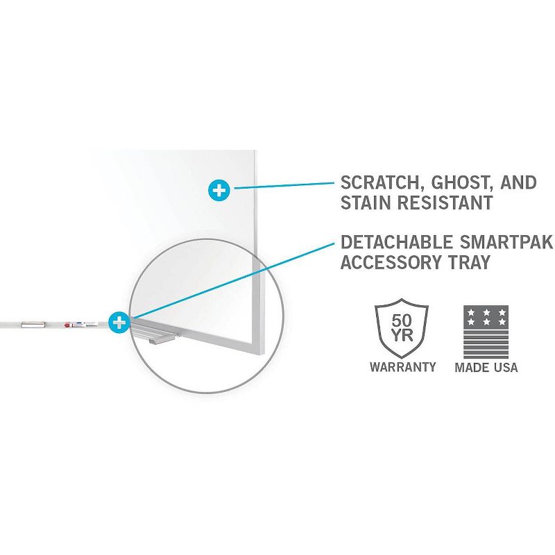 Ghent Magnetic Porcelain Whiteboard with Aluminum Frame 4'H x 4'W M1444