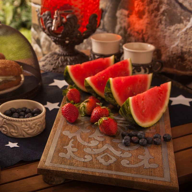 GG Collection 18-Inch Wood and Metal Inlay Heritage Collection Rectangular Trivet