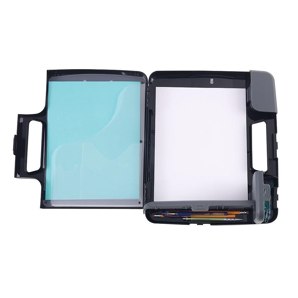 Letter-Size Portable Desktop with Steel Low Profile Clip, Polypropylene, Black