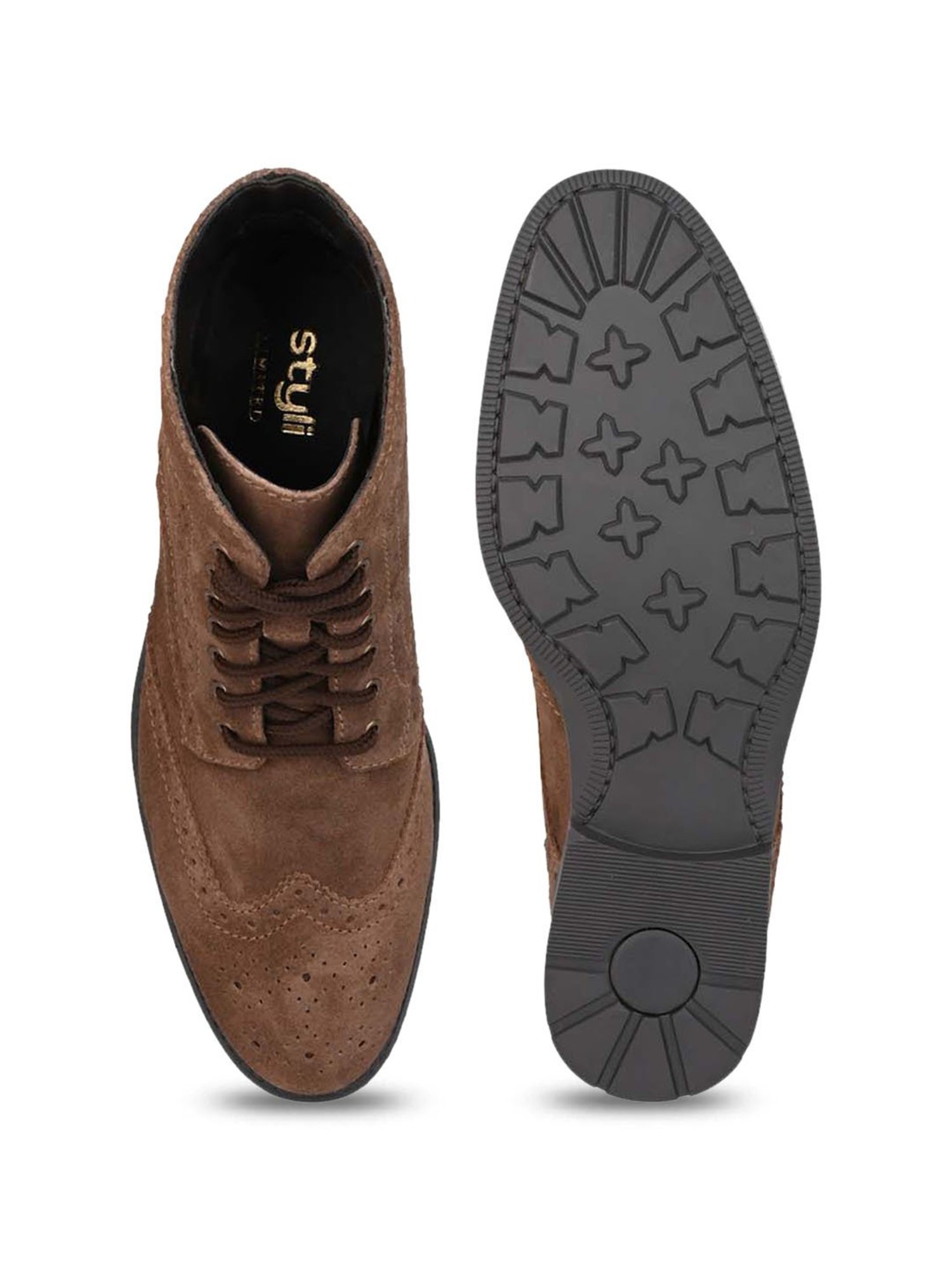 Styli Men's Brown Derby Boots