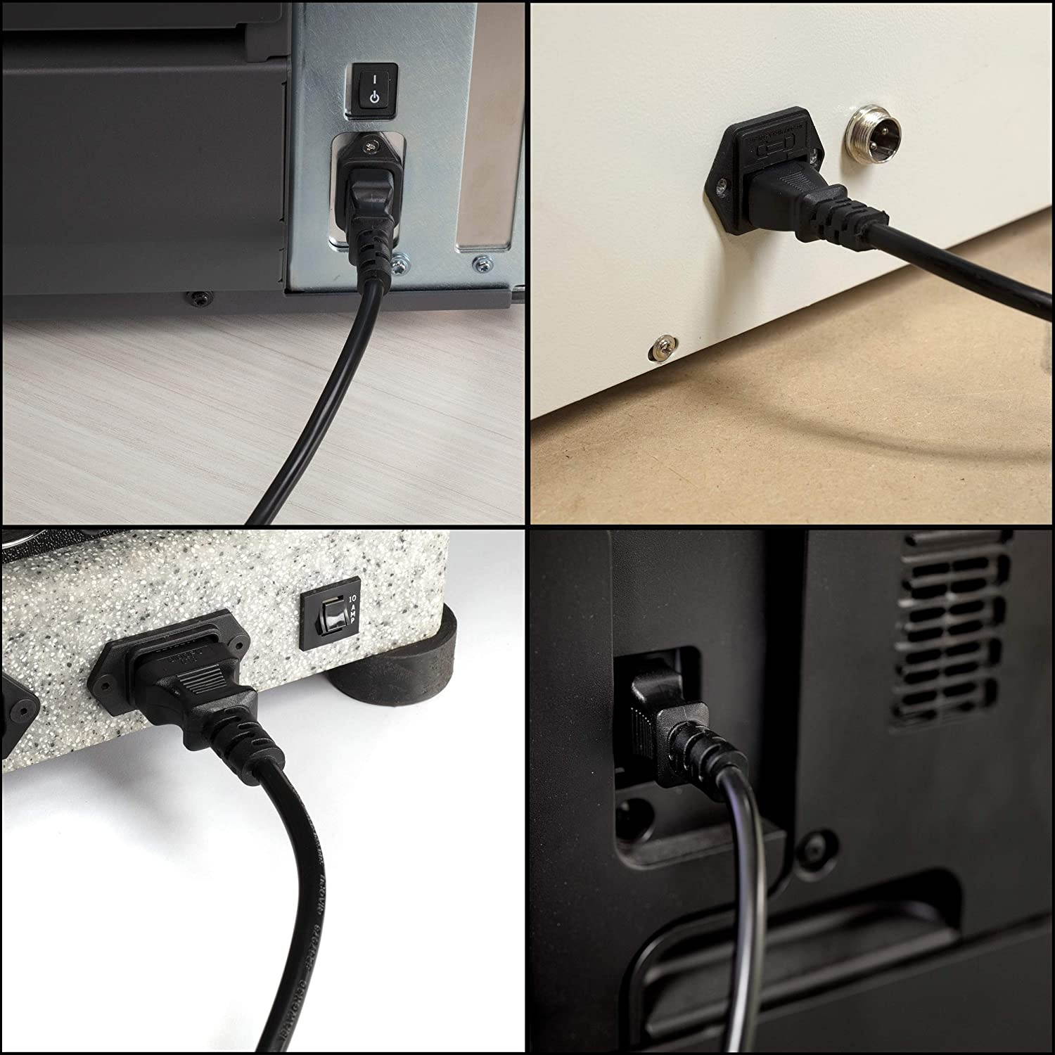 AC Power Cord (3 Prong) | 4 Feet, Black | Premium Quality Copper Wire Core - Computer, Medical, Server & Desktop - NEMA 5-15 to C13 / IEC 320 - UL Listed Power Cable