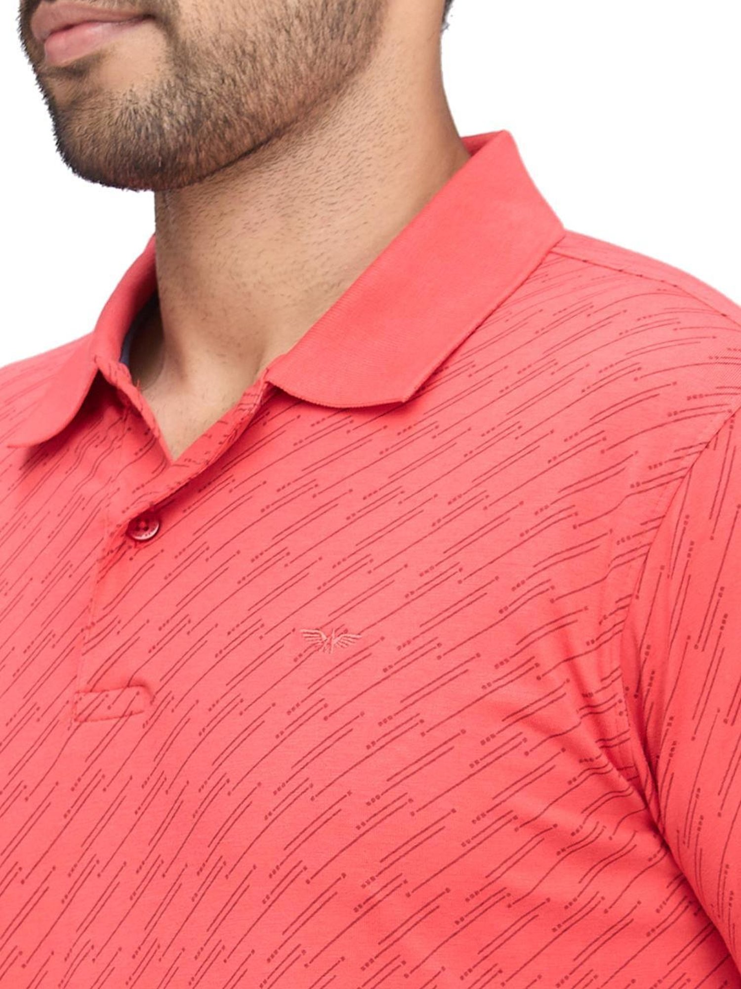 Park Avenue Red Slim Fit Printed Polo T-Shirt
