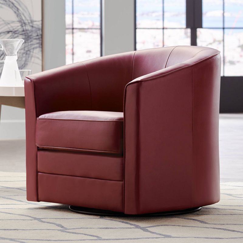 Studio 55D Keller Scarlet Red Bonded Leather Swivel Club Chair