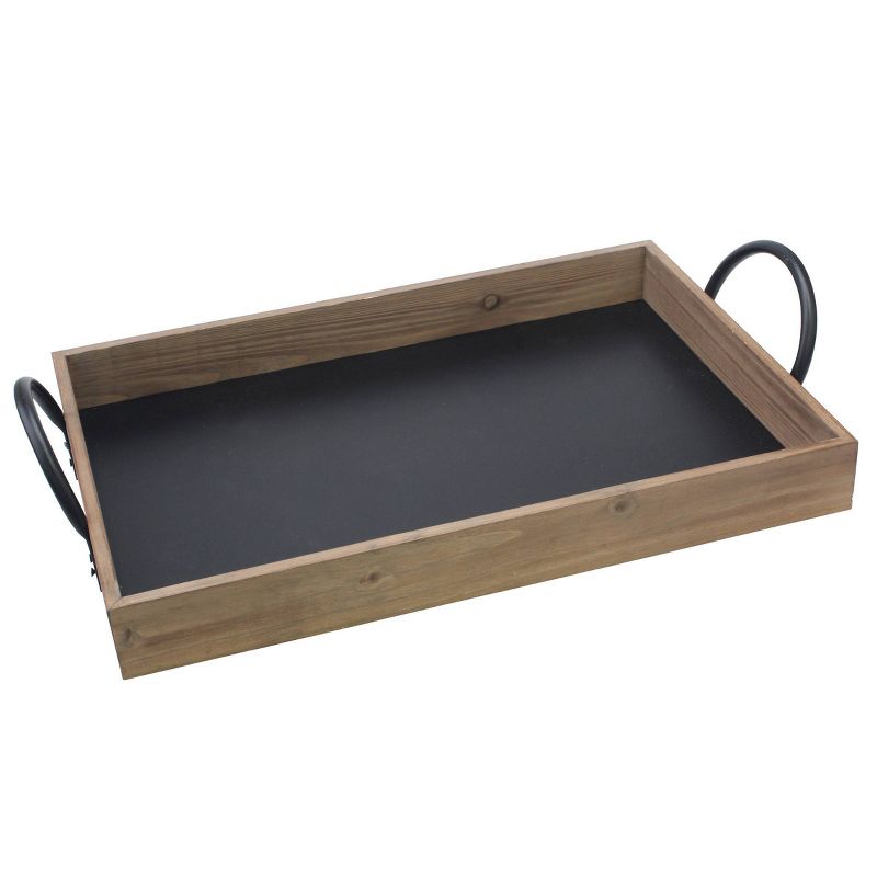 Rectangle Wood Serving Tray with Chalkboard Base Brown - Stonebriar Collection