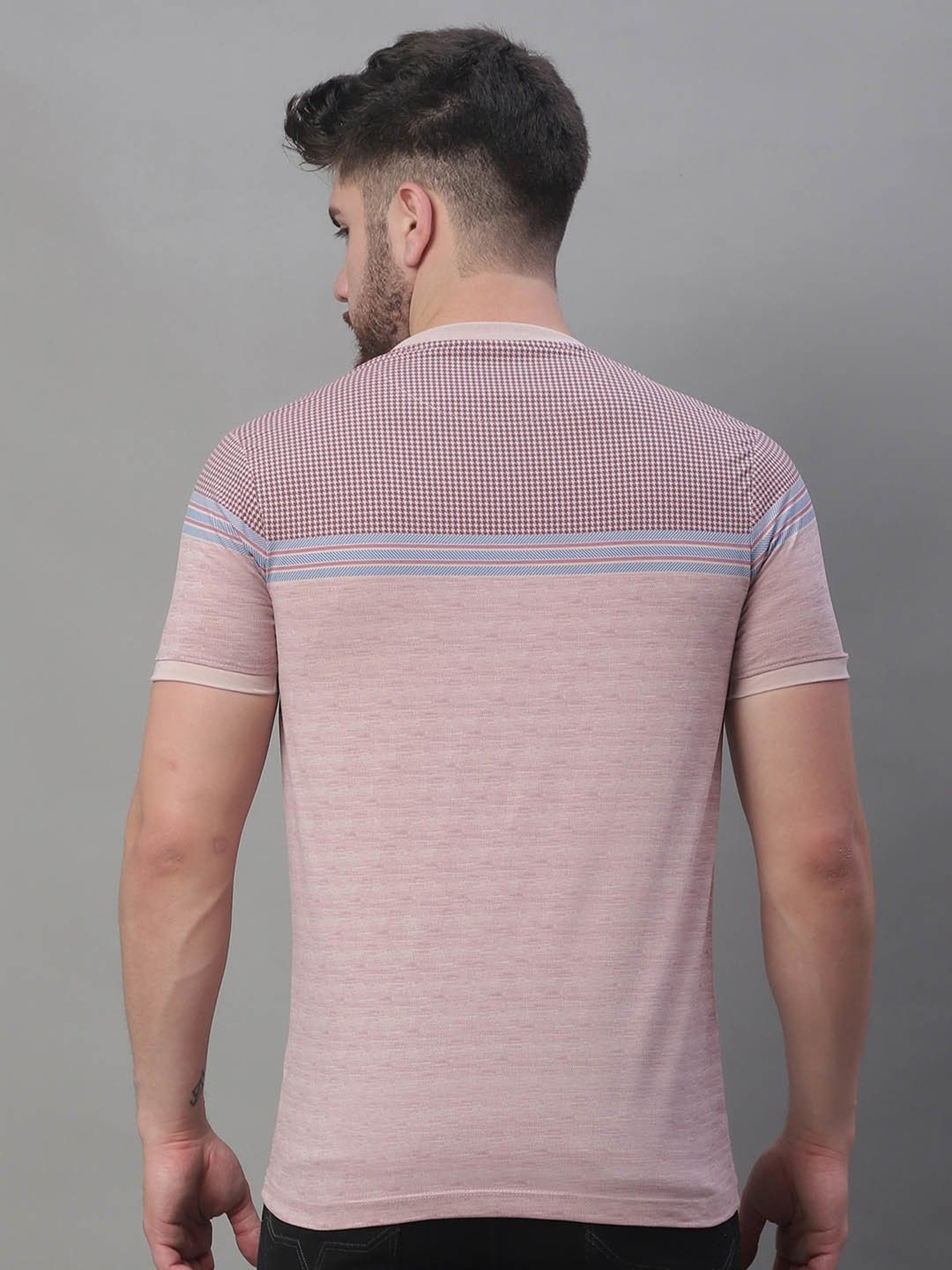 Venitian- Forbidden Clothing Light Purple Slim Fit Self Design T-Shirt