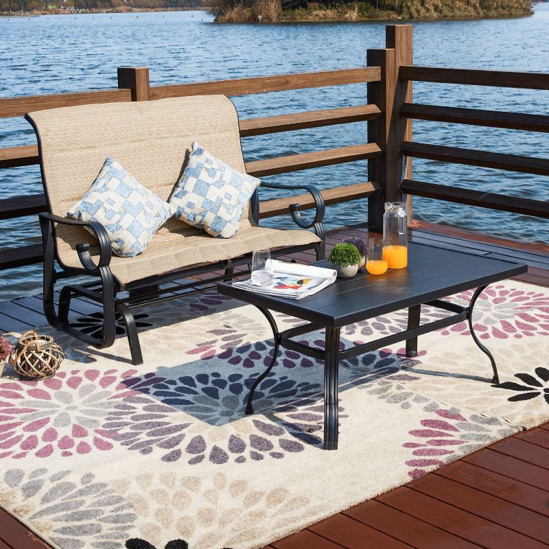 2pc Iron Patio Glider Bench Seating Set - Patio Festival