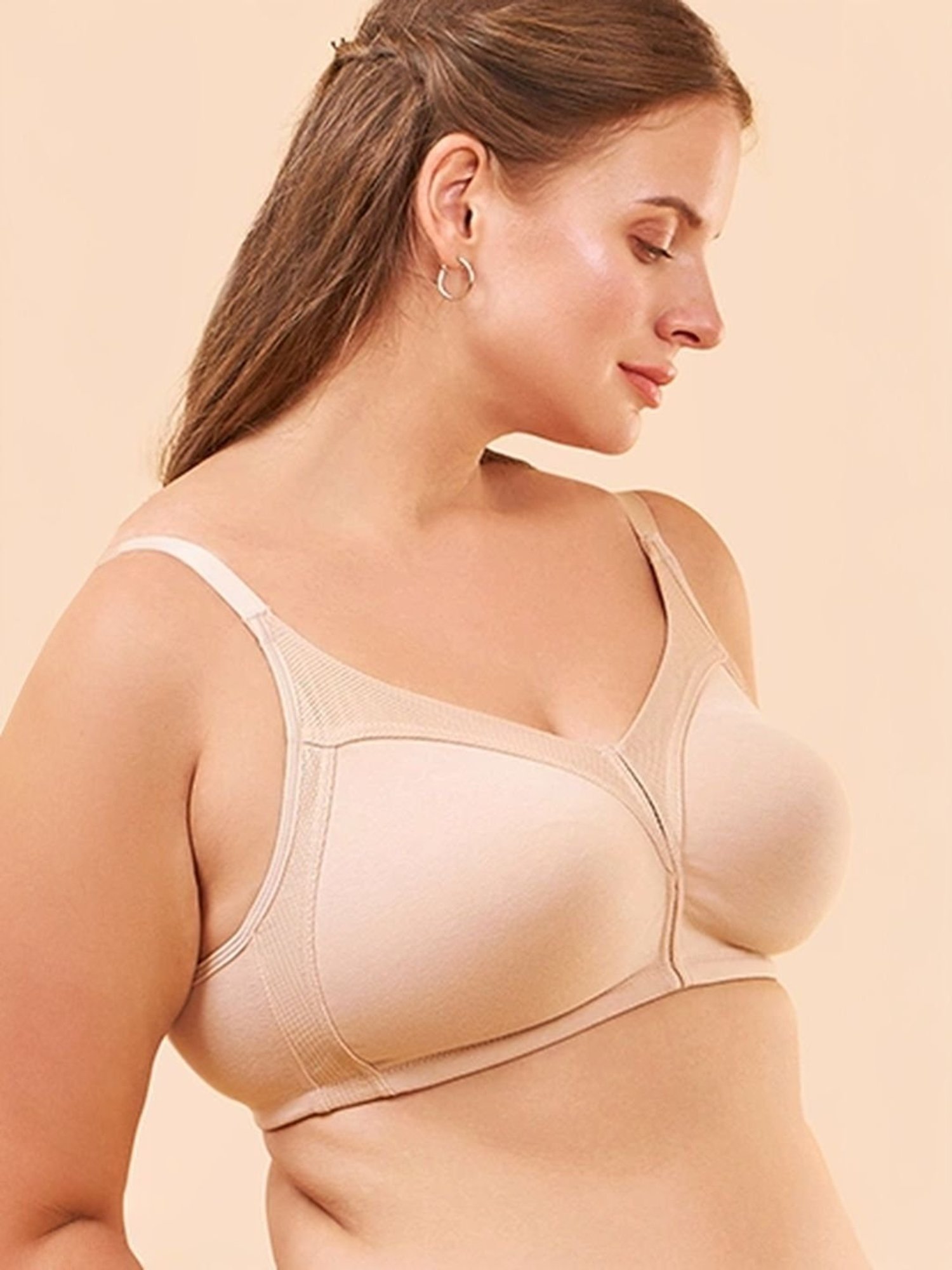 Enamor Beige Non Wired Non Padded Full Coverage Bra