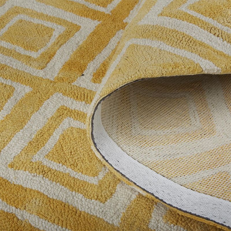 2'6"x8' Runner Hand Made Tufted Geometric Runner Yellow - Feizy