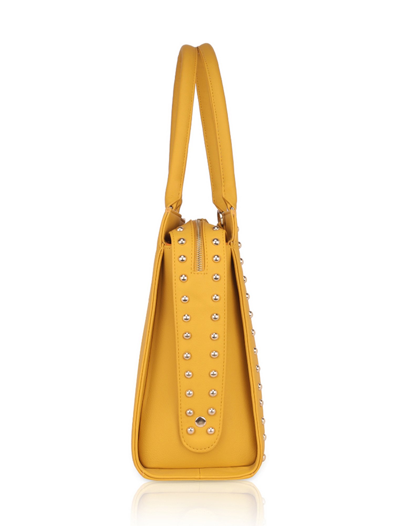 Eume Daffodil Yellow Leather Satchel Handbag