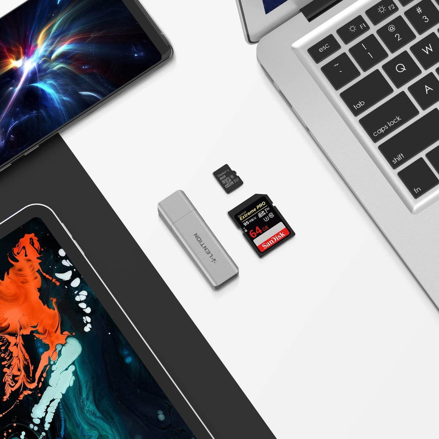 LENTION Aluminum USB 3.0 Card Reader, SD 3.0 Adapter for SD/SDXC/SDHC, Micro SD/Micro SDXC/Micro SDHC, UHS-I, MMC/RS-MMC Cards Compatible MacBook Air/Pro, Surface, Chromebook, more (CB-H7, Space Gray)