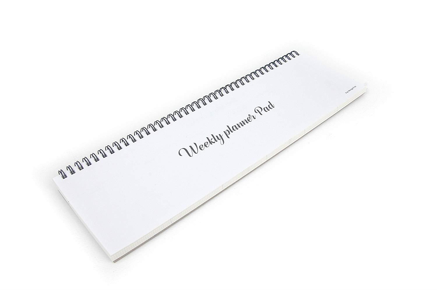 FUN DESIGN FAIR Weekly Planner Pad - Wirebound Undated Weekly Planner Pad, Weekly Scheduler Pad (White)