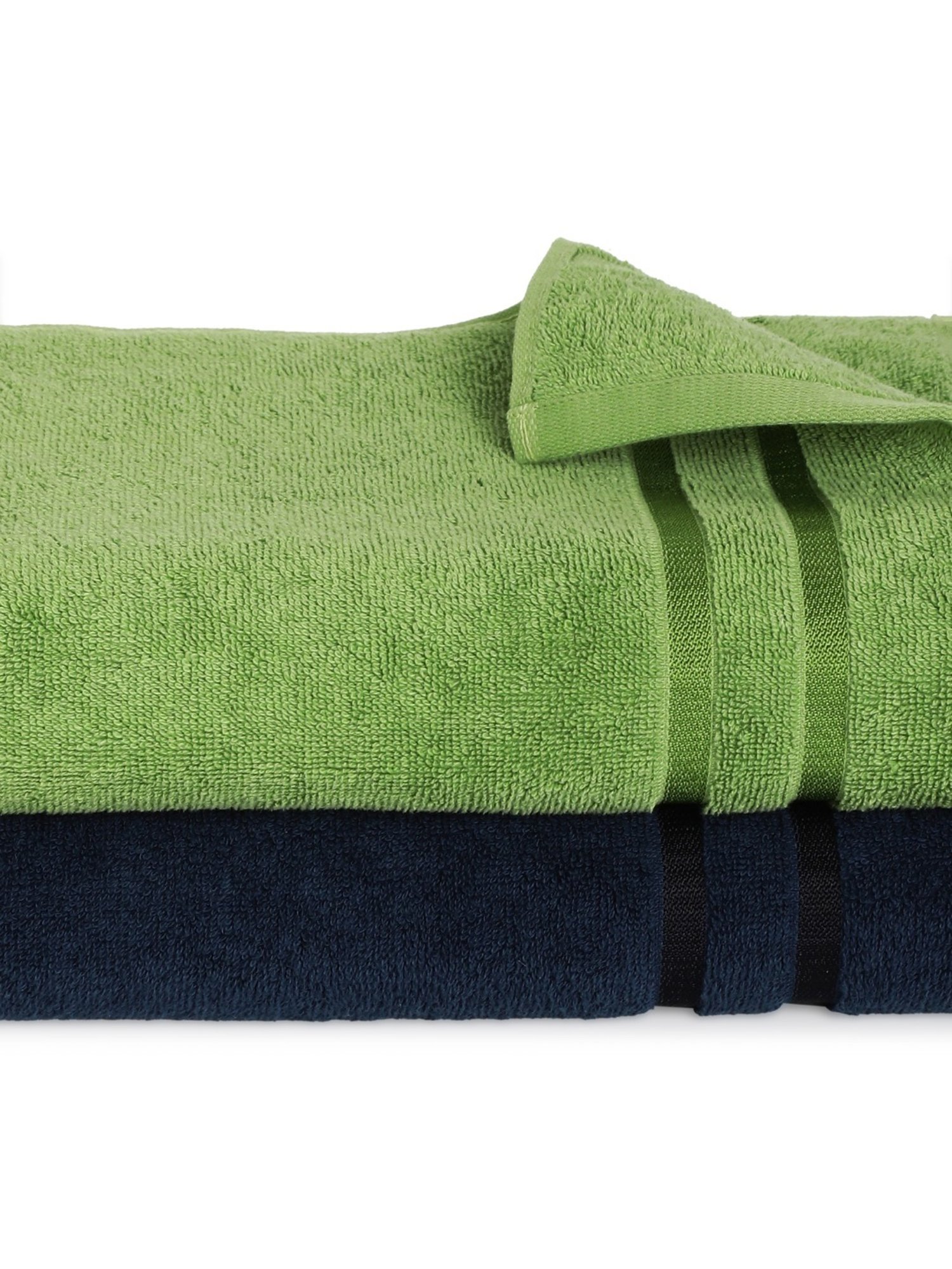 Spaces Atrium Self Green & Blue 500 GSM Cotton Bath Towel - Set of 2
