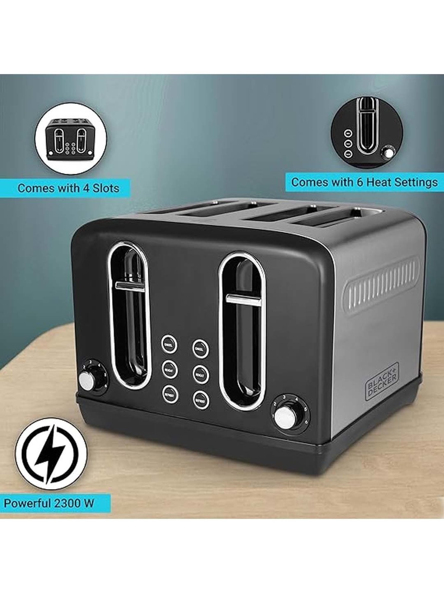 BLACK+DECKER 2300W 4 Slice Pop-up Toaster