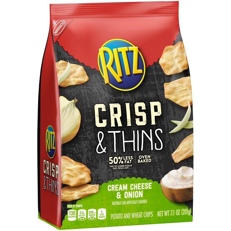 Ritz Crisp & Thins Cream Cheese & Onion Potato And Wheat Chips - 7.1oz