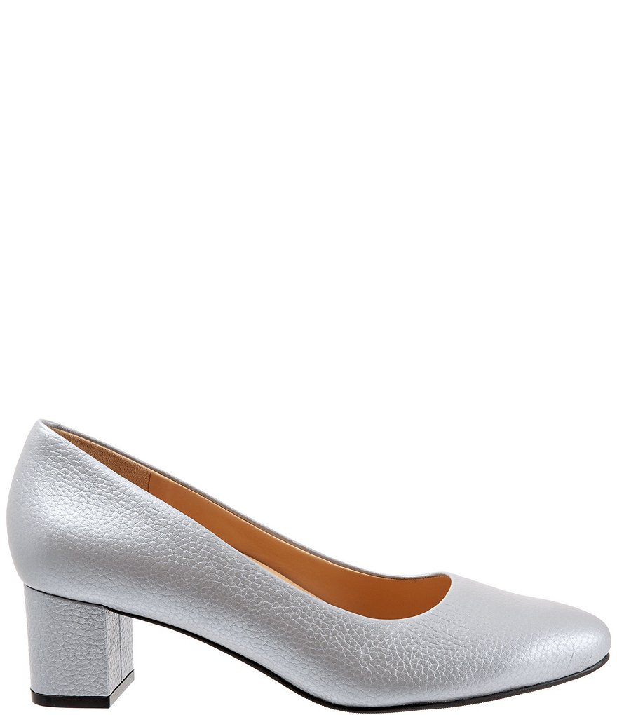 Trotters Kari Pearlized Leather Block-Heel Pumps