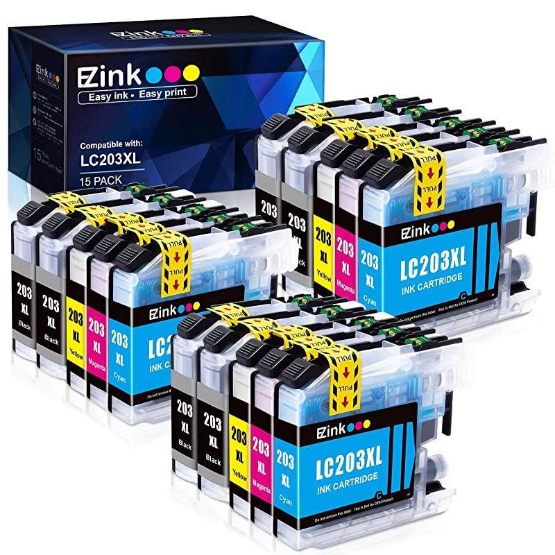 EZ InkTM Compatible Ink Cartridge Replacement for Brother LC203XL LC203 XL to use with MFCJ480DW MFCJ880DW MFCJ4420DW MFCJ680DW MFCJ885DW 6 Black 3 Cyan 3 Magenta 3 Yellow 15 Pack