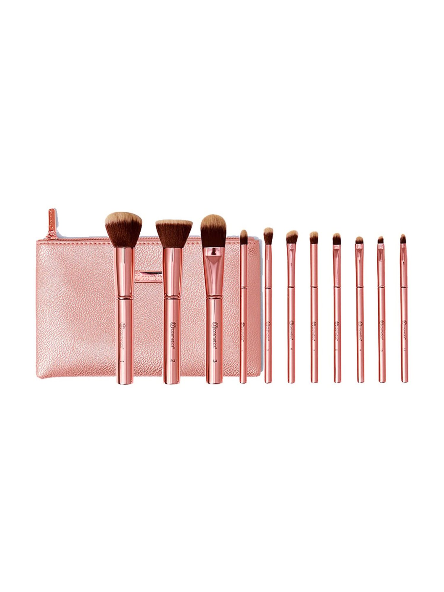 BH Cosmetics Metal Rose Brush Set with Cosmetic Bag