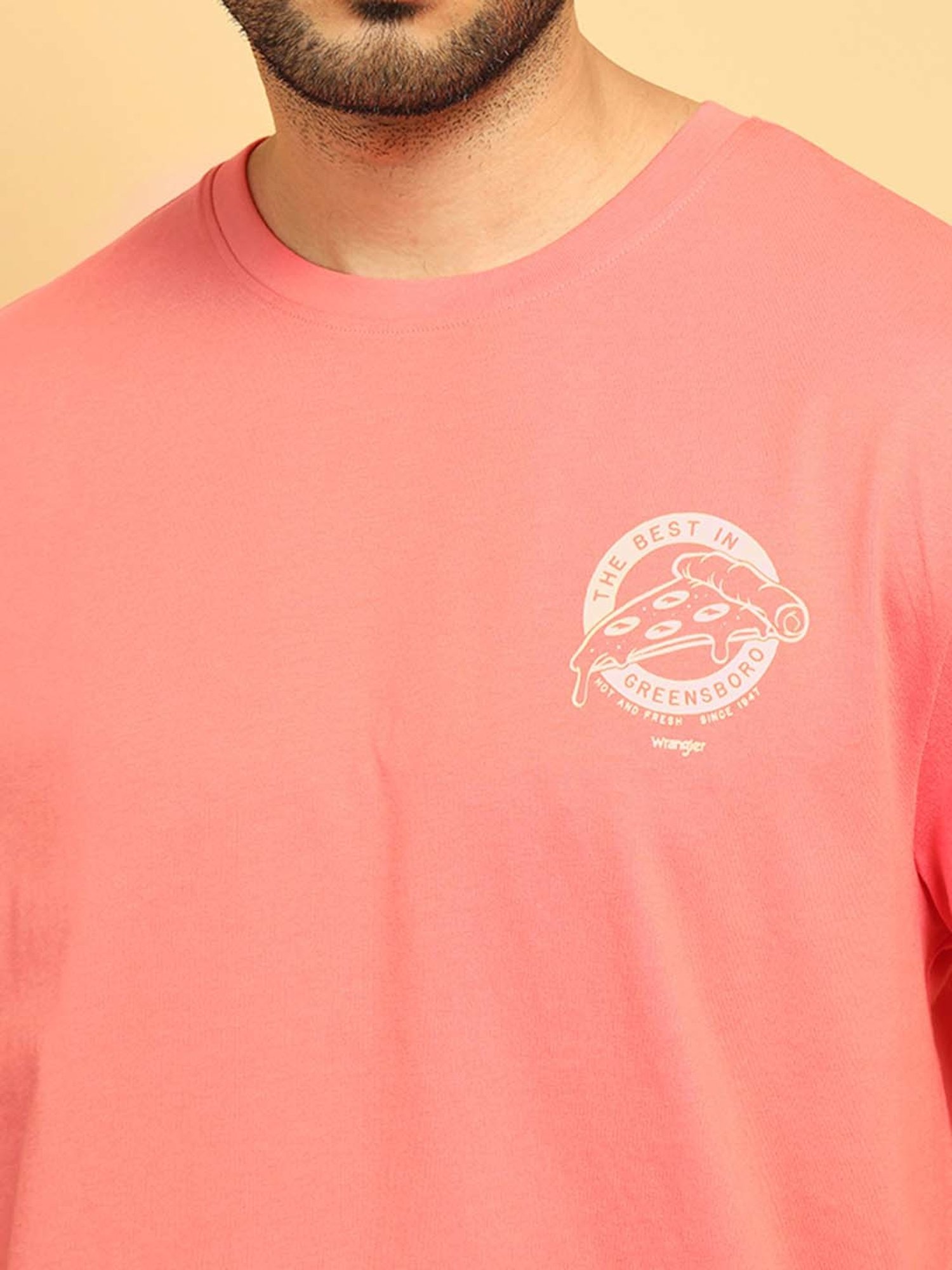 Wrangler Pink Relaxed Fit Graphic Print Cotton Crew T-Shirt