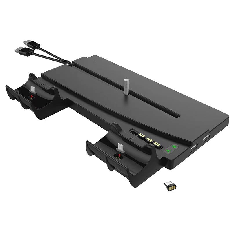 PS5 Stand with Cooling Fan and Controller Charger, Vertical Stand for PS5 Disc/Digital Edition, Dual Controller Charger and Extra USB Ports, 3 Levels Adjustable Fan Speed, Hold 11 Games