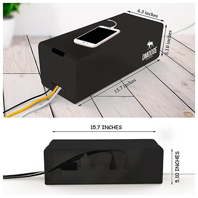 Cable Management Box Organizer for Cords Power Strips or Surge Protectors Hide Loose Wires Behind TVs Home Office Computers Office Desks Entertainment Centers