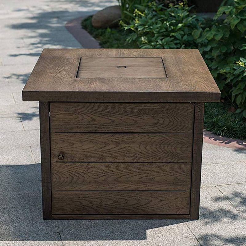 Square Fire Pit Wood Grain Finish 35" - Legacy Heating