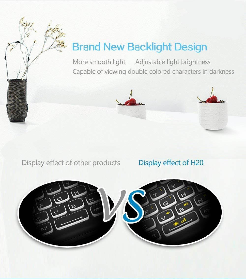 [2018 Updated] Dupad Story H20 2.4GHz Mini Wireless Keyboard with Remote Mouse Combo Backlit Multi-Touch Touchpad,USB Rechargeable for Android TV Box Windows PC, HTPC, IPTV, PC, Raspberry pi 3