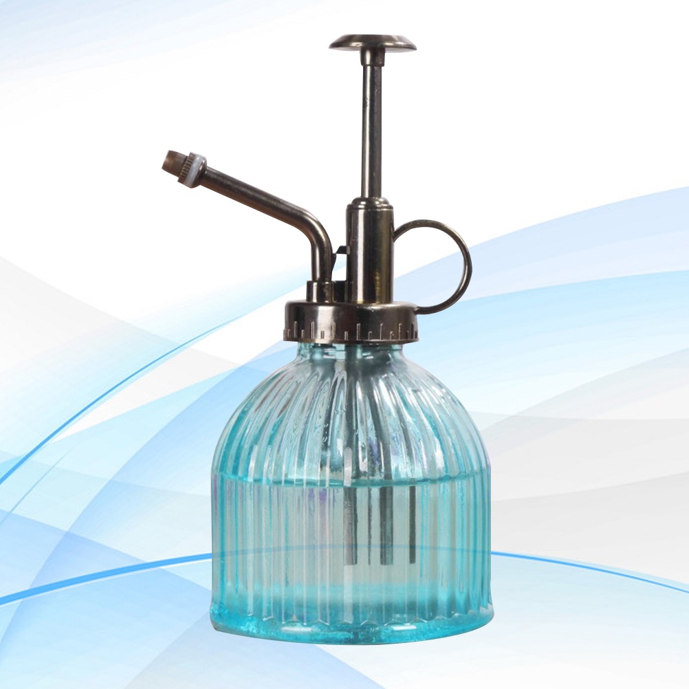 Retro Colored Glass Watering Pot Antique Plastic Bronze Style Sprayer Crafts Can Bottle for Home Hotel Garden (Transparent)