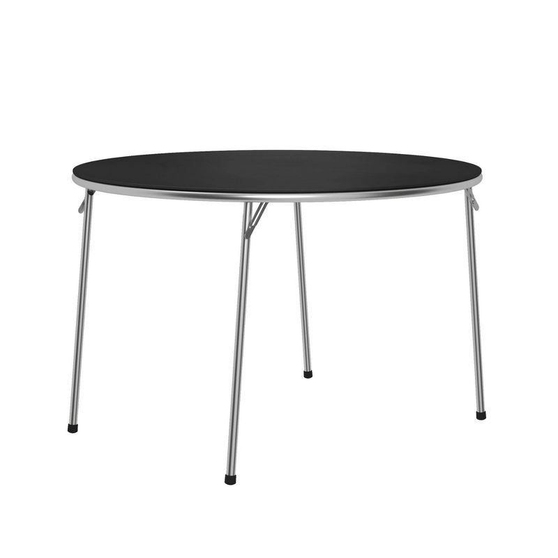 44" Round Vinyl Dining Table Silver/Black - Room and Joy