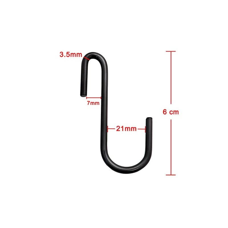 10 Pack Heavy Duty S Hooks Black S Shaped Hooks Hanging Hangers Hooks for Kitchen, Bathroom, Bedroom and Office: Pan, Pot, Coat, Bag, Plants(10 Pack/Black/Small)