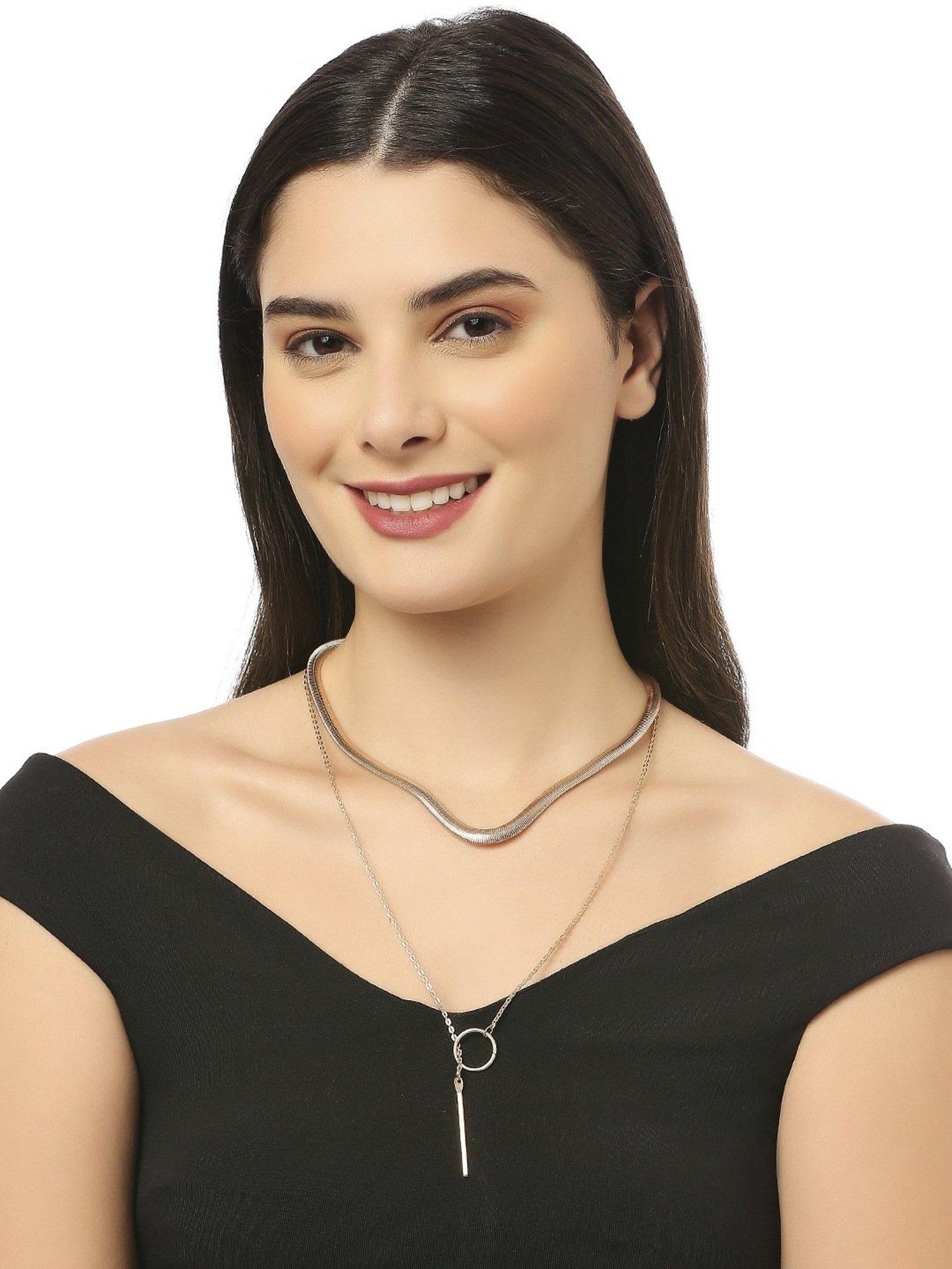 Oomph Gold Snake Chain & Lariat Necklace - Set of 2